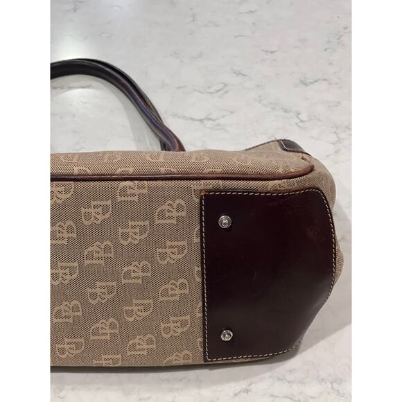 Dooney & Burke Women’s Signature Satchel Canvas & Leather Tote Bag Double Handle - Picture 8 of 8